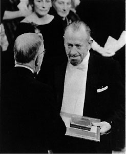 John Steinbeck receiving Nobel Peace Prize